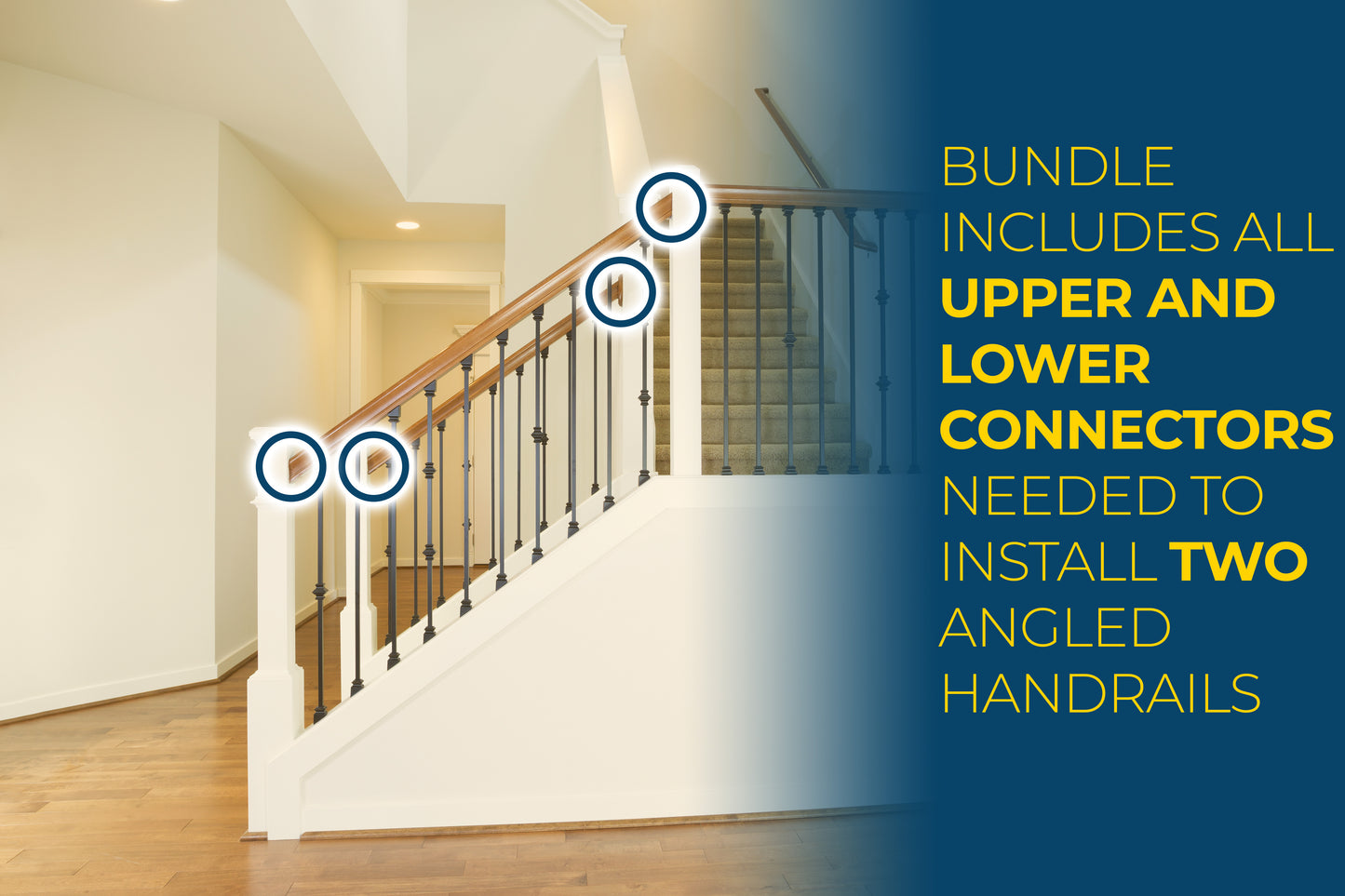11.560 Angled Railbolt + 13.960 Angled Slipfix Railbolt — Angled Staircase Handrail to Newel Post Installation Kit