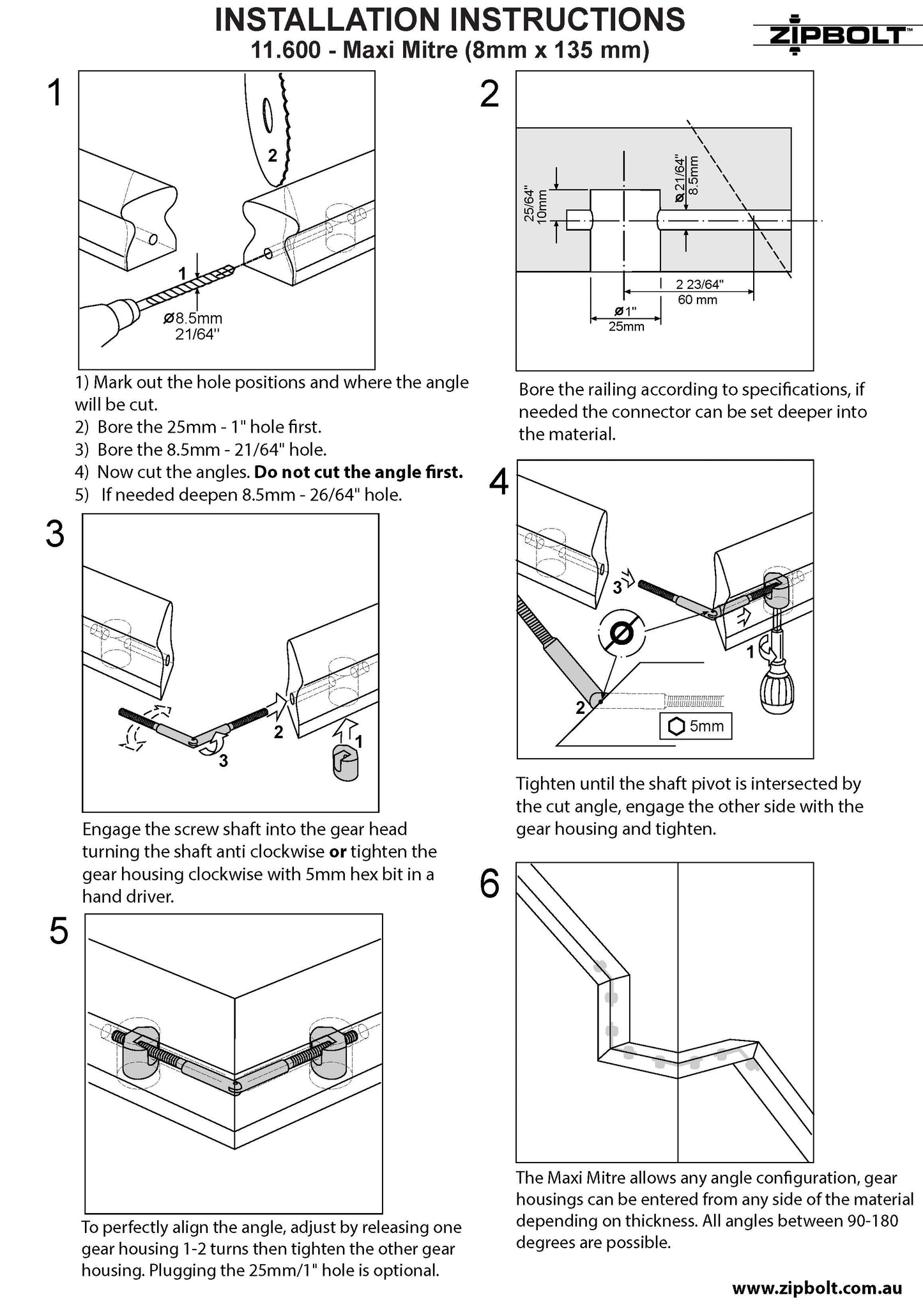 11.610 Maxi Mitre Connector - Connects Mitered Staircase Handrail Sections