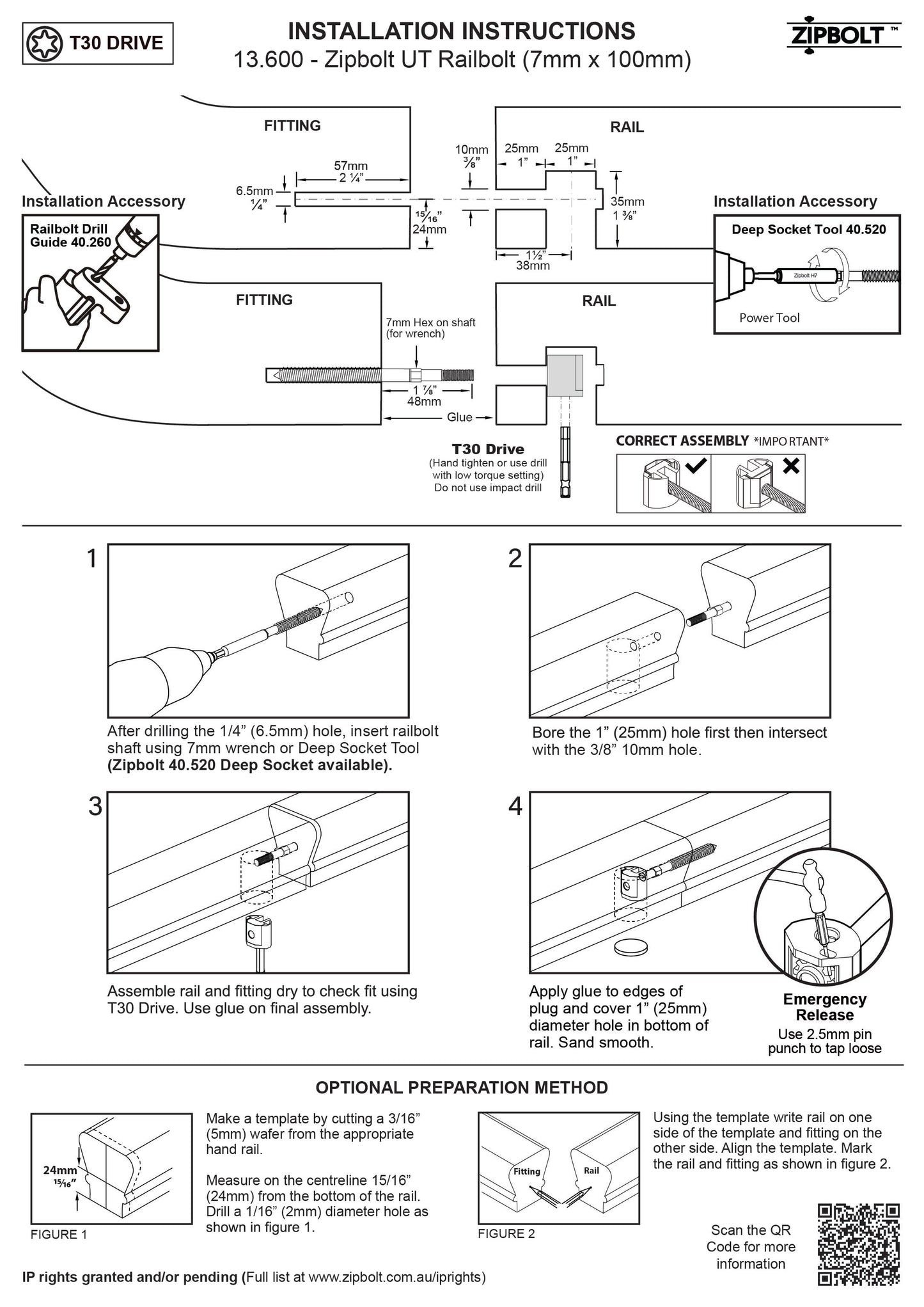 13.610 UT Railbolt — Connect Staircase Handrails to Staircase Fittings and Newels