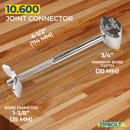 10.600 Countertop Miter Connector — Joint Connector Drawbolt for Joining Countertops, Butcher Blocks, Furniture, and More - Single-Handed Tightening