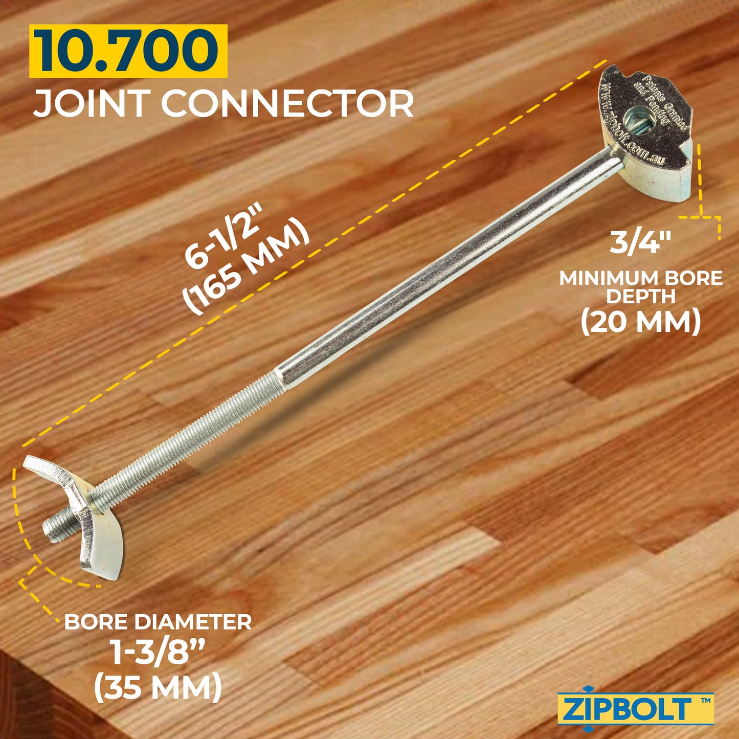 10.700 Countertop Miter Connector — Joint Connector Drawbolt for Joining Countertops, Butcher Blocks, Furniture, and More - Single-Handed Tightening