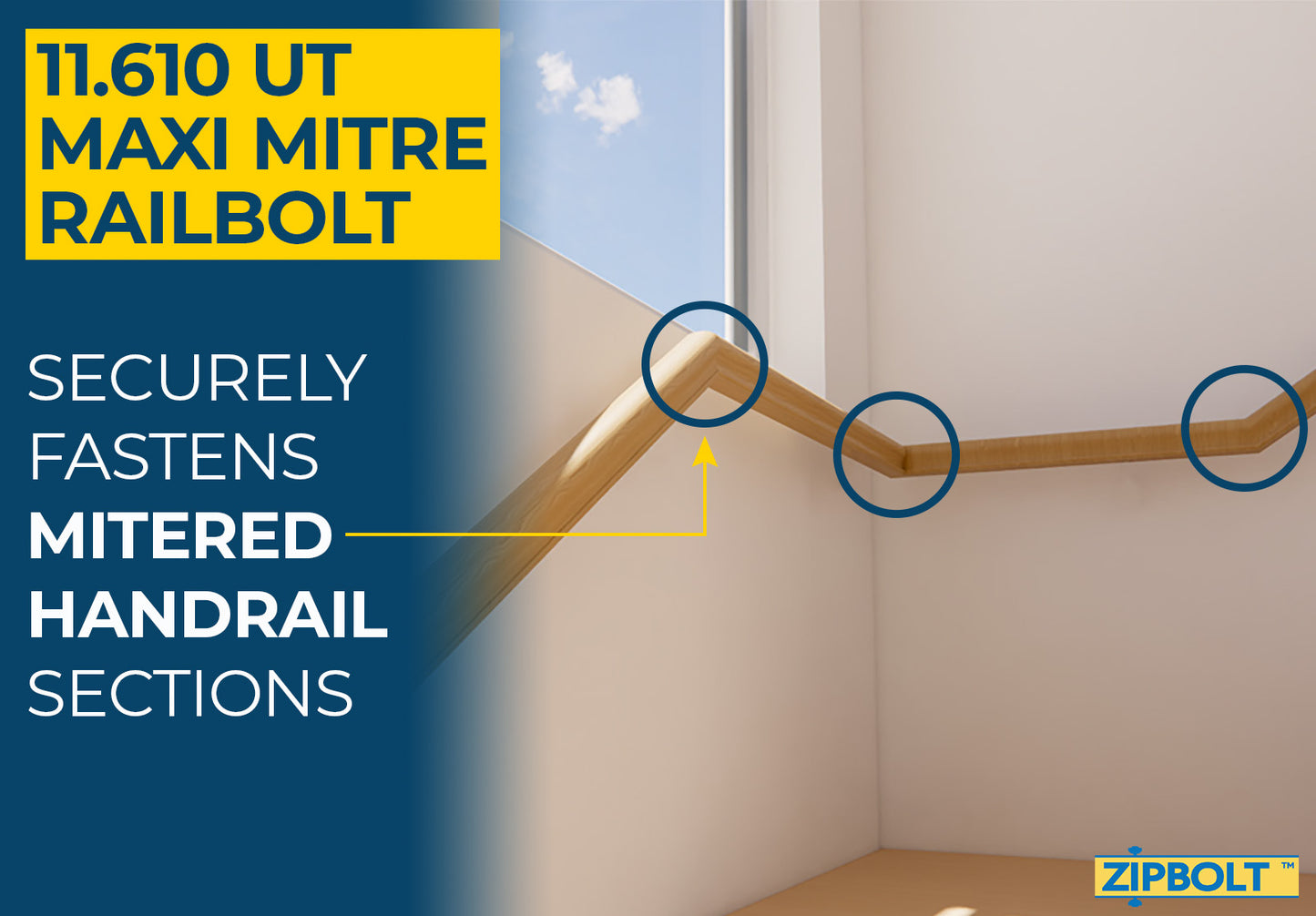 11.610 Maxi Mitre Connector - Connects Mitered Staircase Handrail Sections