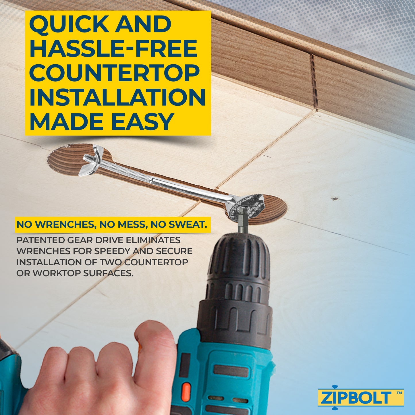 10.800 Countertop Miter Connector — Joint Connector Drawbolt for Joining Countertops, Butcher Blocks, Furniture, and More - Single-Handed Tightening
