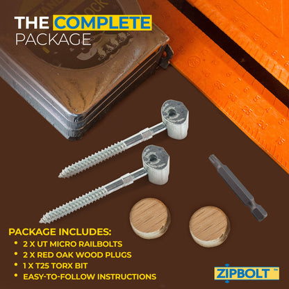 16.610 Micro Railbolt – Low Profile Staircase Handrail to Fittings Connector – 1 Double Pack