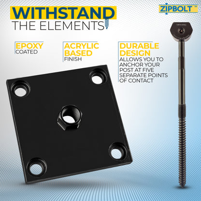 17.800 XT Exterior Newel Post Anchor - for Anchoring Surface Mount Exterior Posts to Decking, Patios, and Verandas - Durable Strength 4x4 Post Base (Actual 3.5x3.5)