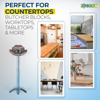 10.500 Countertop Miter Connector — Joint Connector Drawbolt for Joining Countertops, Butcher Blocks, Furniture, and More - Single-Handed Tightening