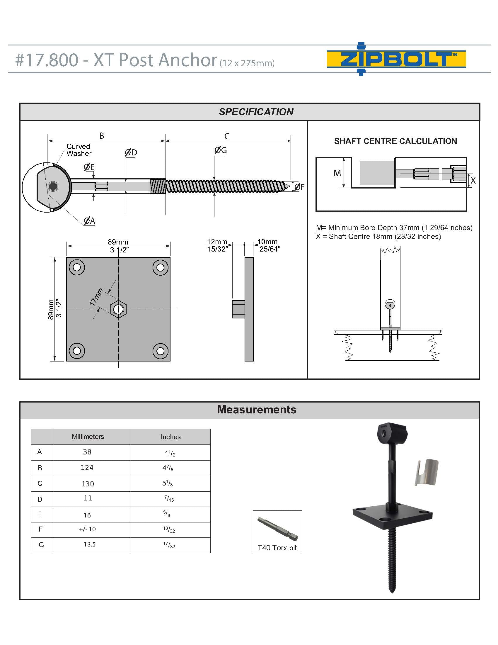 17.800 XT Exterior Newel Post Anchor - for Anchoring Surface Mount