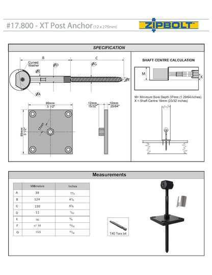 17.800 XT Exterior Newel Post Anchor - for Anchoring Surface Mount Exterior Posts to Decking, Patios, and Verandas - Durable Strength 4x4 Post Base (Actual 3.5x3.5)
