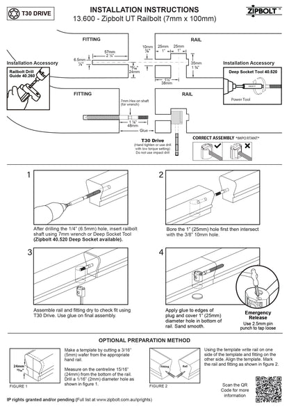 13.610 UT Railbolt — Connect Staircase Handrails to Staircase Fittings and Newels
